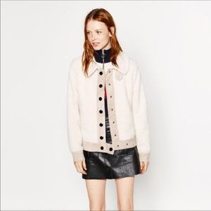 Zara faux shearling teddy bomber jacket